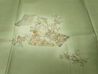 平和屋着物●中国三大刺繍　蘇州刺繍　総刺繍　訪問着　吉祥草花文　蛍暈し　金糸　そごう百貨店扱い　正絹　逸品　DABI9675ud
