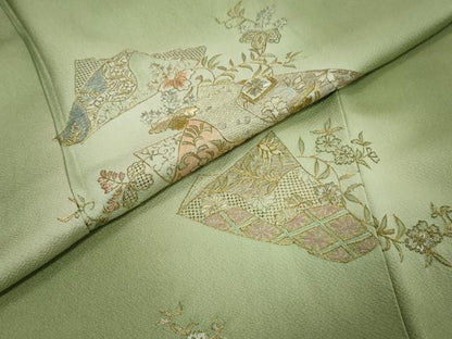 平和屋着物●中国三大刺繍　蘇州刺繍　総刺繍　訪問着　吉祥草花文　蛍暈し　金糸　そごう百貨店扱い　正絹　逸品　DABI9675ud
