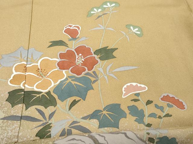 平和屋着物●おかべみつこ　訪問着　流水草花文　仮絵羽　正絹　逸品　未使用　DABI9681ud