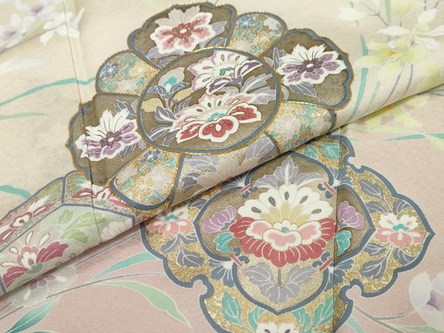 平和屋着物●訪問着　駒刺繍　草花文　暈し染め　金彩　正絹　逸品　DABI9682ud