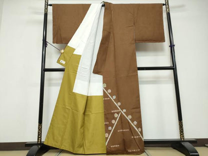 平和屋着物●手彫木版染　佐伯武晴　訪問着　紬地　抽象文様　やまと誂製　正絹　逸品　未使用　DABI9684ud