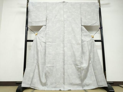 平和屋着物●上質な紬　市松文様　正絹　逸品　DABI9689ud