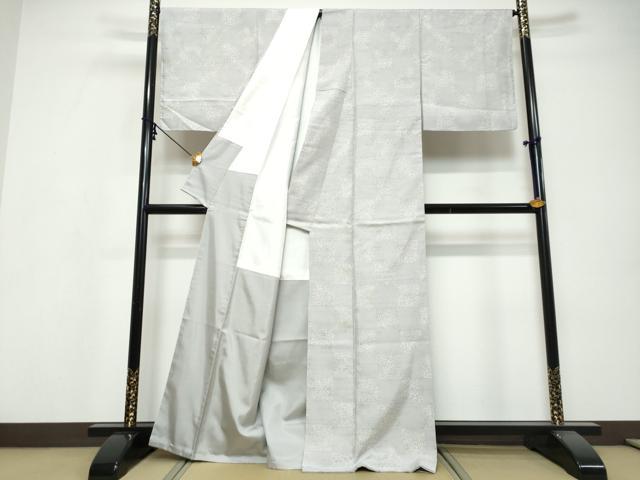 平和屋着物●上質な紬　市松文様　正絹　逸品　DABI9689ud