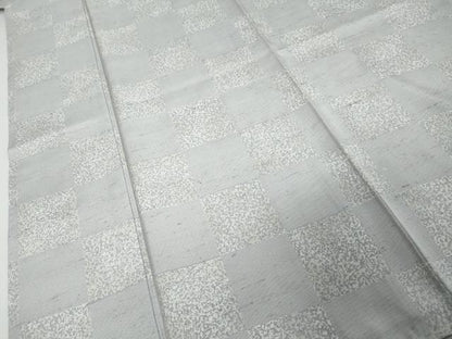 平和屋着物●上質な紬　市松文様　正絹　逸品　DABI9689ud