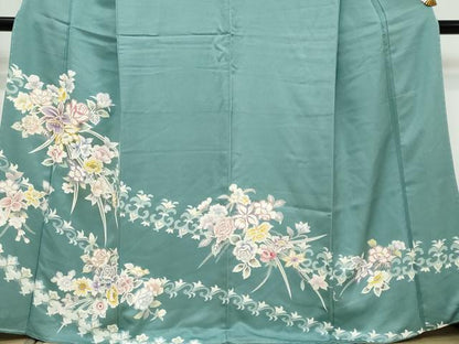 平和屋着物●訪問着　駒刺繍　草花文　金彩　正絹　逸品　未使用　DABI9696ud