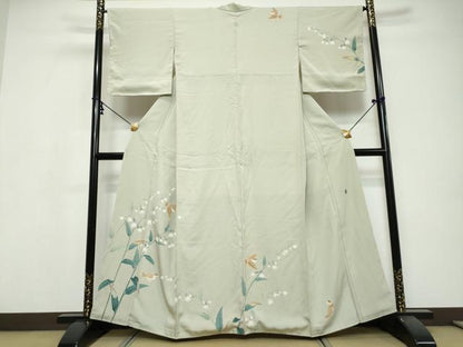 平和屋着物●京加賀糸目友禅作家　山崎巌　訪問着　花鳥文　正絹　逸品　未使用　DABI9697ud