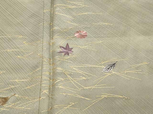 平和屋着物●訪問着　刺繍　草花文　敷松葉　暈し染め　金彩　三越扱い　正絹　逸品　DABI9699ud