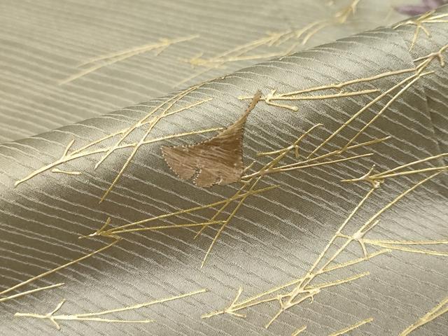平和屋着物●訪問着　刺繍　草花文　敷松葉　暈し染め　金彩　三越扱い　正絹　逸品　DABI9699ud