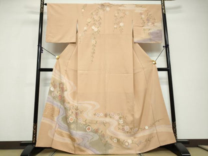平和屋着物●訪問着　草花文　暈し染め　金彩　正絹　逸品　DABI9703ud