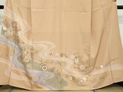平和屋着物●訪問着　草花文　暈し染め　金彩　正絹　逸品　DABI9703ud