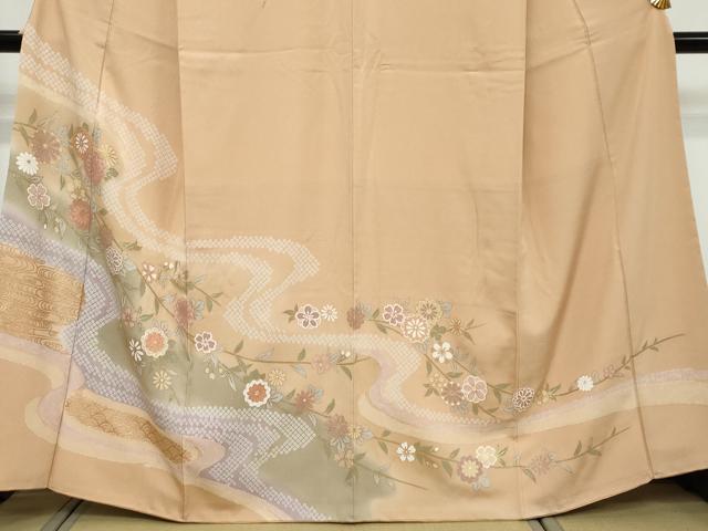 平和屋着物●訪問着　草花文　暈し染め　金彩　正絹　逸品　DABI9703ud