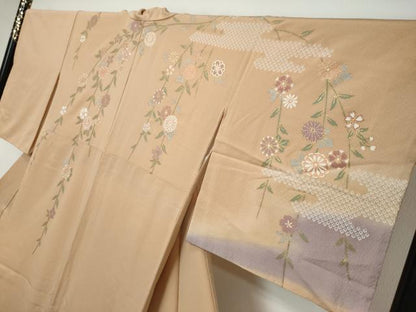 平和屋着物●訪問着　草花文　暈し染め　金彩　正絹　逸品　DABI9703ud