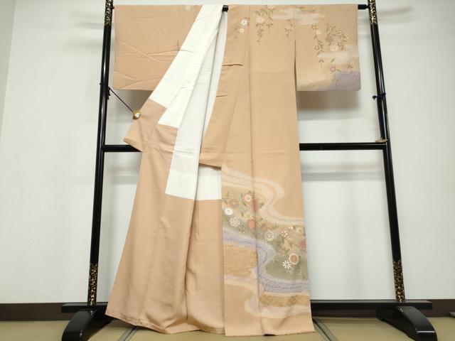 平和屋着物●訪問着　草花文　暈し染め　金彩　正絹　逸品　DABI9703ud