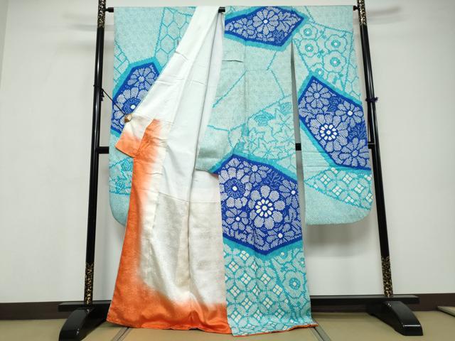 平和屋着物●豪華振袖　総絞り　草花文　正絹　逸品　DABI9704ud