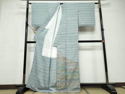 平和屋着物●訪問着　作家物　寿光織　抽象文様　金糸　正絹　逸品　DABI9705ud
