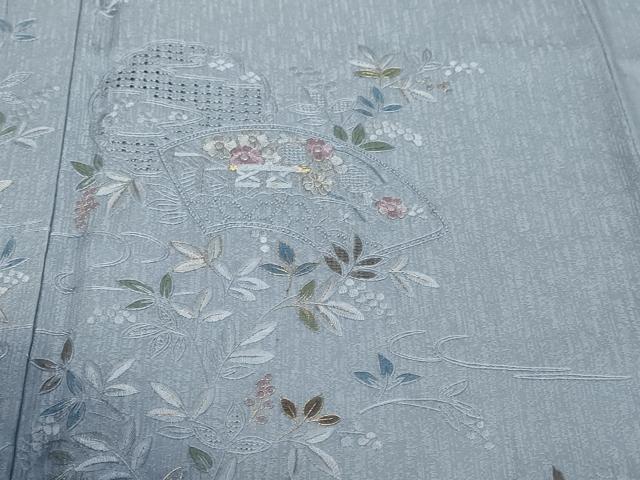 平和屋着物●中国三大刺繍　相良刺繍　汕頭刺繍　総刺繍　訪問着　地紙草花文　暈し染め　金糸　ほていや扱い　正絹　逸品　DABI9706ud