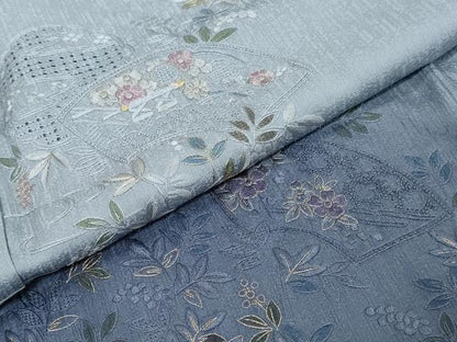 平和屋着物●中国三大刺繍　相良刺繍　汕頭刺繍　総刺繍　訪問着　地紙草花文　暈し染め　金糸　ほていや扱い　正絹　逸品　DABI9706ud