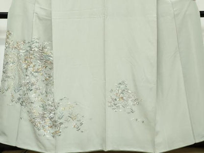 平和屋着物●中国三大刺繍　相良刺繍　総刺繍　訪問着　風景草花文　金糸　正絹　逸品　DABI9707ud