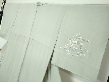 平和屋着物●中国三大刺繍　相良刺繍　総刺繍　訪問着　風景草花文　金糸　正絹　逸品　DABI9707ud