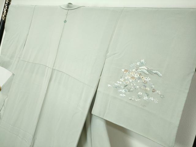平和屋着物●中国三大刺繍　相良刺繍　総刺繍　訪問着　風景草花文　金糸　正絹　逸品　DABI9707ud