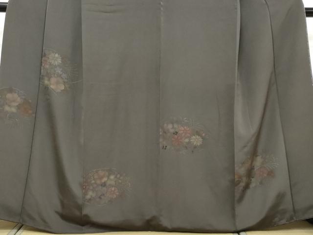 平和屋着物●訪問着　駒無地　草花文　反端付き　正絹　逸品　DABI9709ud