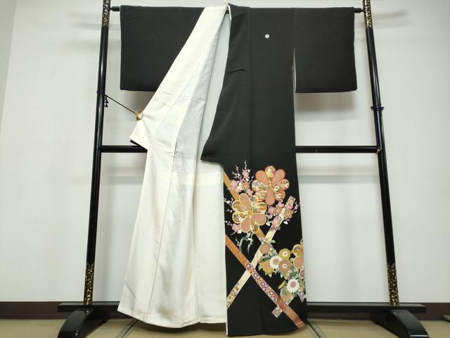 平和屋着物●豪華黒留袖　熨斗吉祥草花文　金彩　正絹　逸品　DABI9710ud