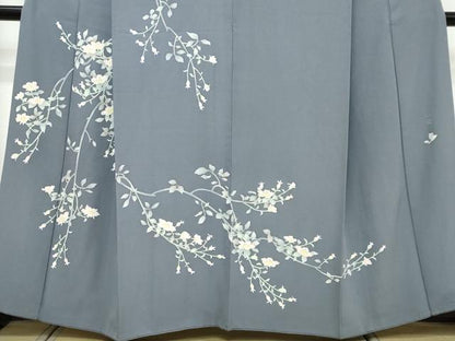 平和屋着物●本加賀友禅作家　寺西一紘　訪問着　枝花文　正絹　逸品　DABI9712ud