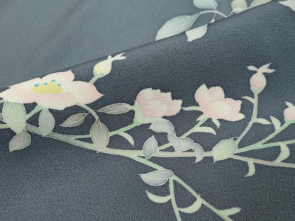 平和屋着物●本加賀友禅作家　寺西一紘　訪問着　枝花文　正絹　逸品　DABI9712ud