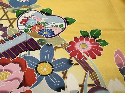 平和屋着物●豪華振袖　風景草花籬文　暈し染め　正絹　逸品　DABI9715ud