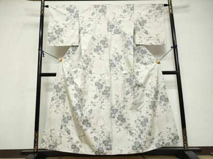 平和屋着物●本場大島紬　白大島　草花文　正絹　逸品　DABI9720ud