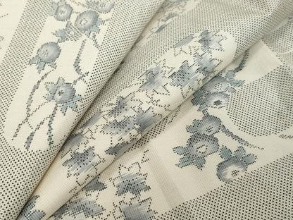 平和屋着物●本場大島紬　白大島　7マルキ　エ霞草花文　正絹　逸品　未使用　DABI9724ud