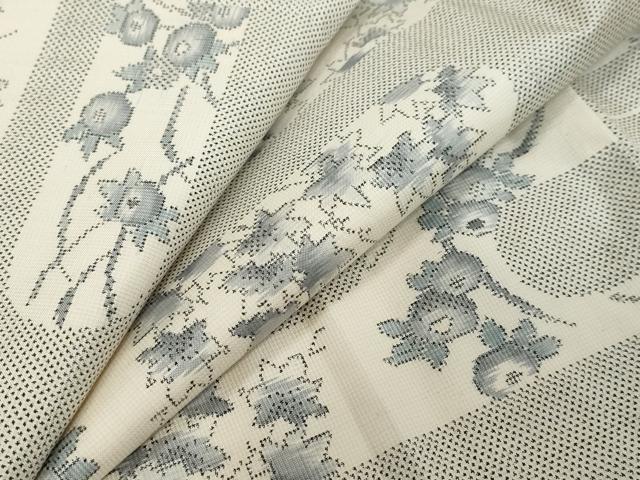 平和屋着物●本場大島紬　白大島　7マルキ　エ霞草花文　正絹　逸品　未使用　DABI9724ud