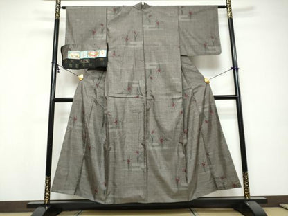 平和屋着物●本場大島紬　9マルキ　草花文　証紙付き　正絹　逸品　DABI9730ud