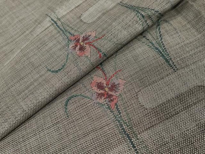 平和屋着物●本場大島紬　9マルキ　草花文　証紙付き　正絹　逸品　DABI9730ud