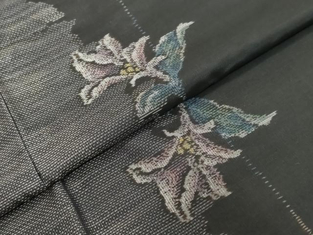 平和屋着物●本場大島紬　9マルキ　総絣　草花文　正絹　逸品　DABI9731ud