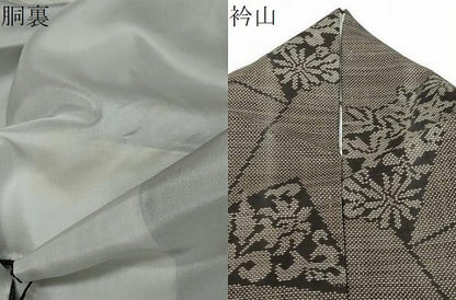 平和屋着物●本場大島紬　7マルキ　冊子草花文　正絹　逸品　DABI9735ud