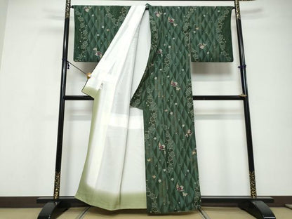 平和屋着物●上質な小紋　花蝶文　金彩　正絹　逸品　DABI9737ud