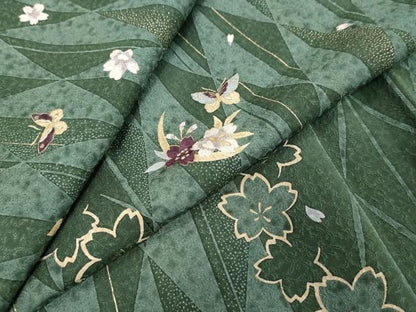 平和屋着物●上質な小紋　花蝶文　金彩　正絹　逸品　DABI9737ud