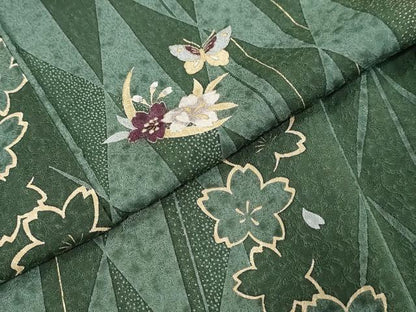 平和屋着物●上質な小紋　花蝶文　金彩　正絹　逸品　DABI9737ud