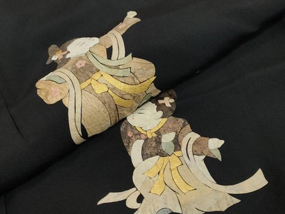 平和屋着物●蓑虫工芸作家　田尾笛秋　黒留袖　童子遊び　正絹　逸品　DABI9750ud