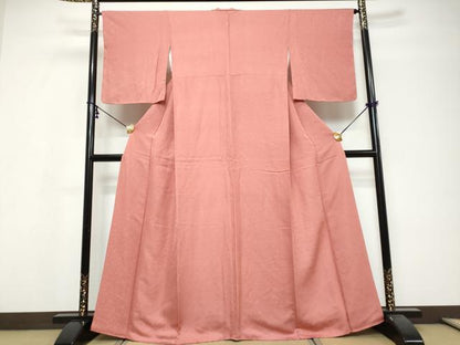 平和屋着物●上質な色無地　舞葉地紋　浅蘇芳色　正絹　逸品　DABI9765ud