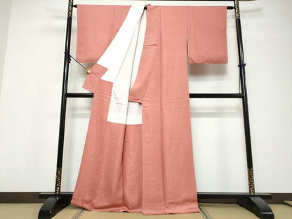 平和屋着物●上質な色無地　舞葉地紋　浅蘇芳色　正絹　逸品　DABI9765ud