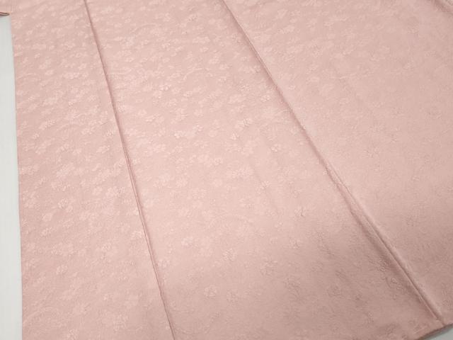 平和屋着物●上質な色無地　片輪車草花地紋　撫子色　正絹　逸品　未使用　DABI9768ud