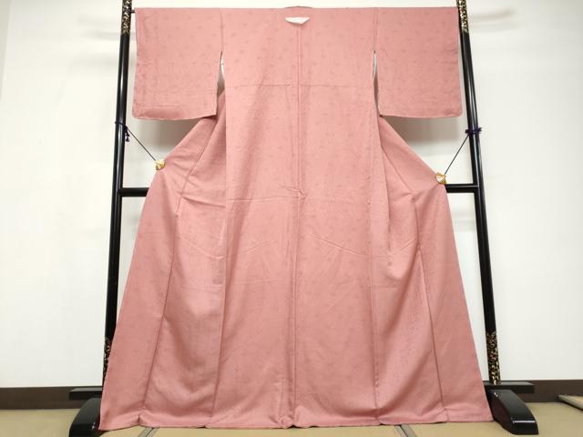 平和屋着物●上質な色無地　花唐草地紋　退紅色　正絹　逸品　DABI9771ud