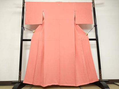 平和屋着物●上質な色無地　花唐草地紋　真朱色　正絹　逸品　DABI9775ud