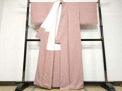平和屋着物●上質な色無地　草花地紋　薄柿色　さが美扱い　正絹　逸品　DABI9776ud