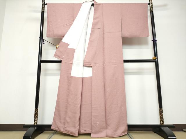 平和屋着物●上質な色無地　草花地紋　薄柿色　さが美扱い　正絹　逸品　DABI9776ud