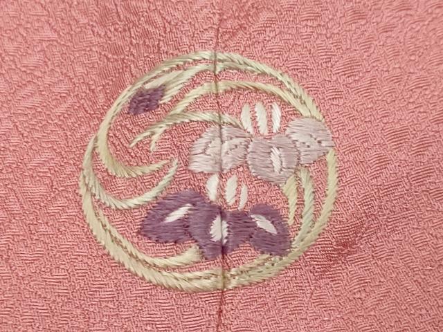 平和屋着物●本貝紫　色無地　寿光織　干割れ地紋　薄紅梅色　証紙付き　正絹　逸品　DABI9780ud