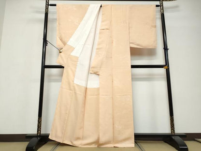 平和屋着物●上質な色無地　流水吉祥地紋　雄黄色　正絹　逸品　未使用　DABI9782ud