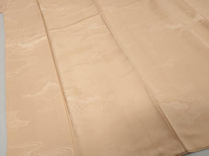 平和屋着物●上質な色無地　流水吉祥地紋　雄黄色　正絹　逸品　未使用　DABI9782ud
